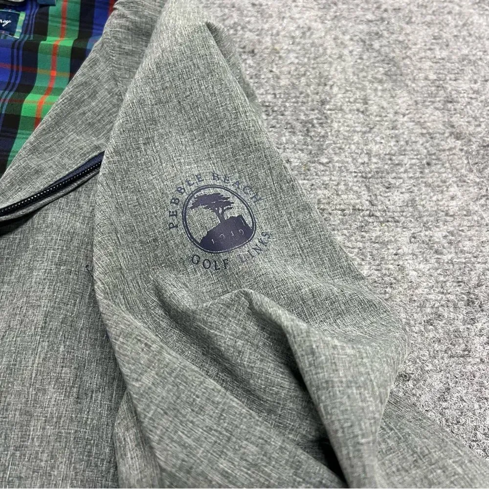 William Murray Golf Pebble Beach Golf Links Jacket XL Gray Full Zip Tartan Lined